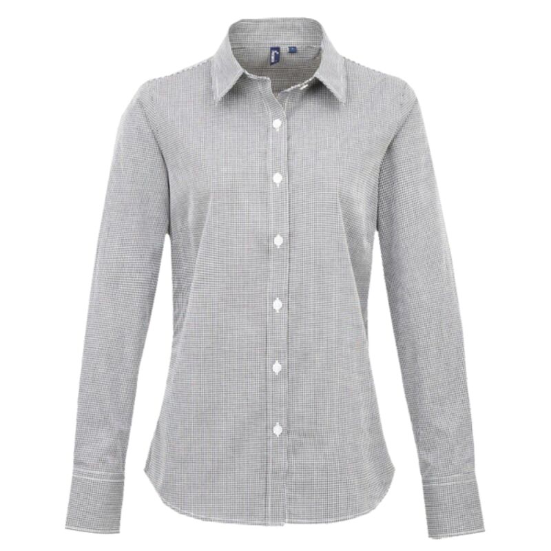 Premier Ladies Gingham Long Sleeve Shirt Thumbnail