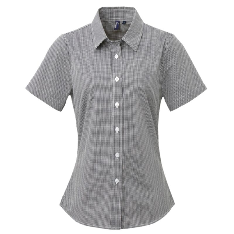 Premier Ladies Gingham Short Sleeve Shirt Thumbnail