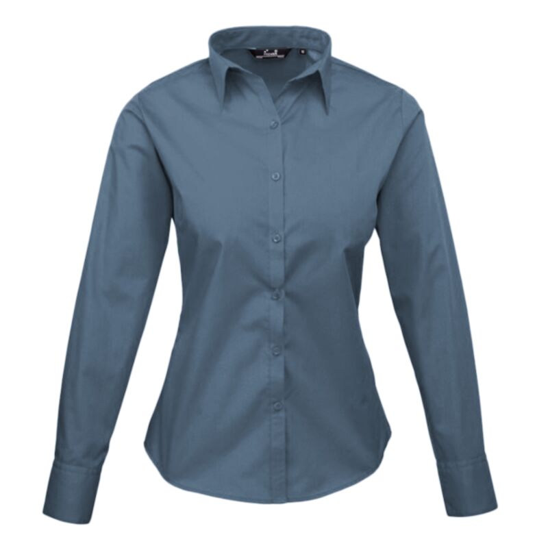 Premier Ladies Long Sleeve Poplin Blouse Thumbnail